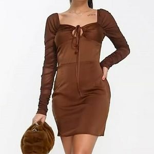 NWT Satin Tie-Neck Bodycon Dress | Pretty Darling
